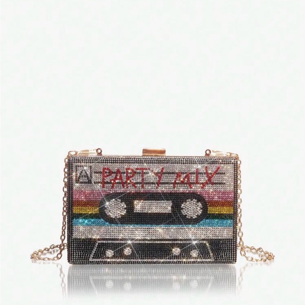 SXY Women's Radio
Shaped Clutch Bag Decorated With Rhinestones